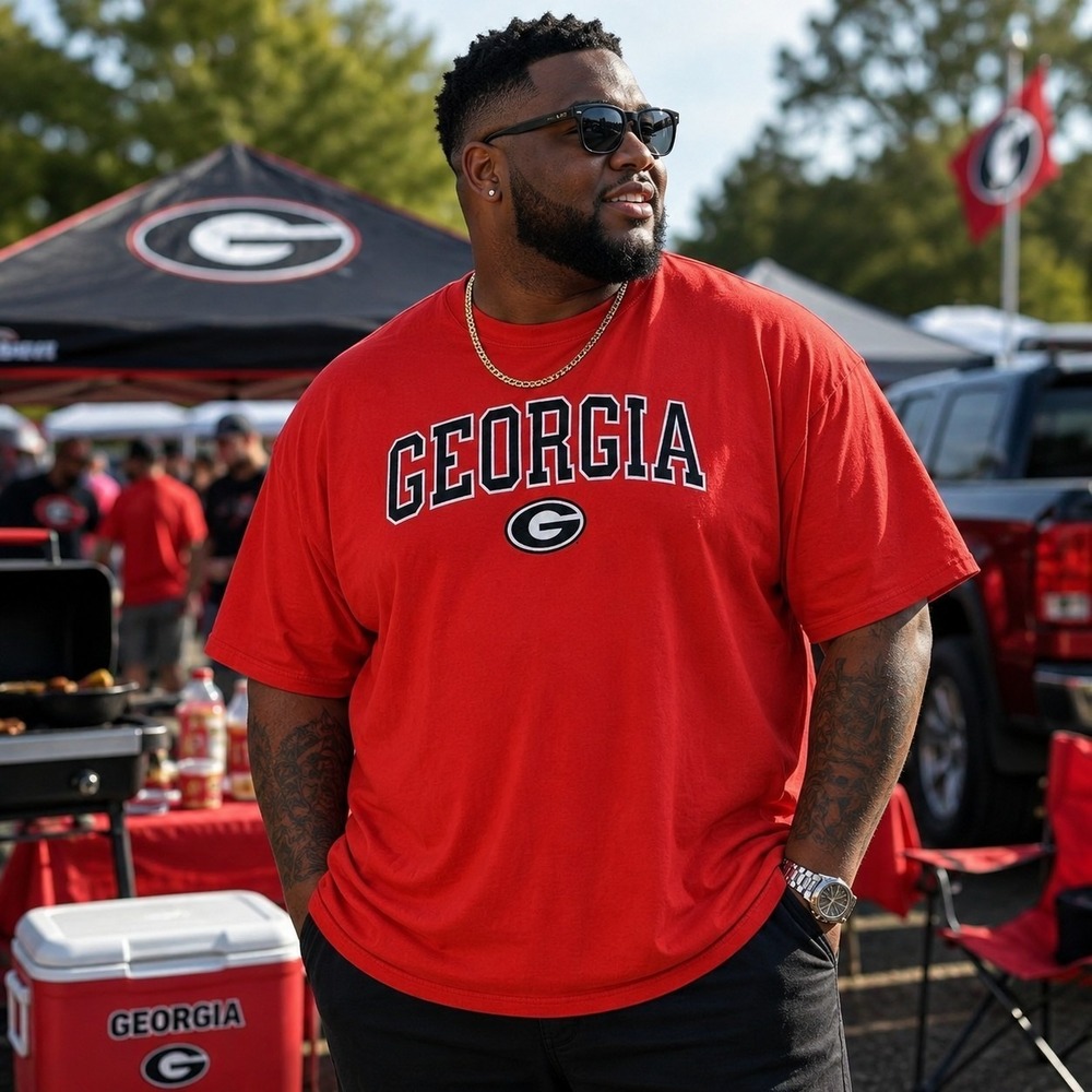 Georgia Bulldogs Men's 2XL T-Shirt Appliqué Football Fandom SEC Tailgate UGA